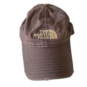 North Face Hat Cap Strap Back Brown Embroidered Outdoor Casual Mens Adjustable